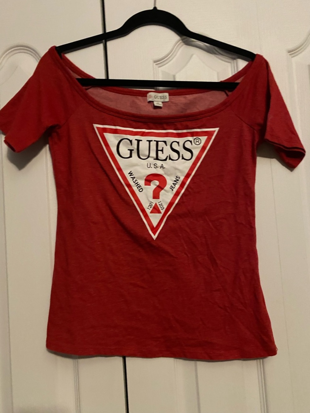 GUESS Red Short Sleeve Logo Tee